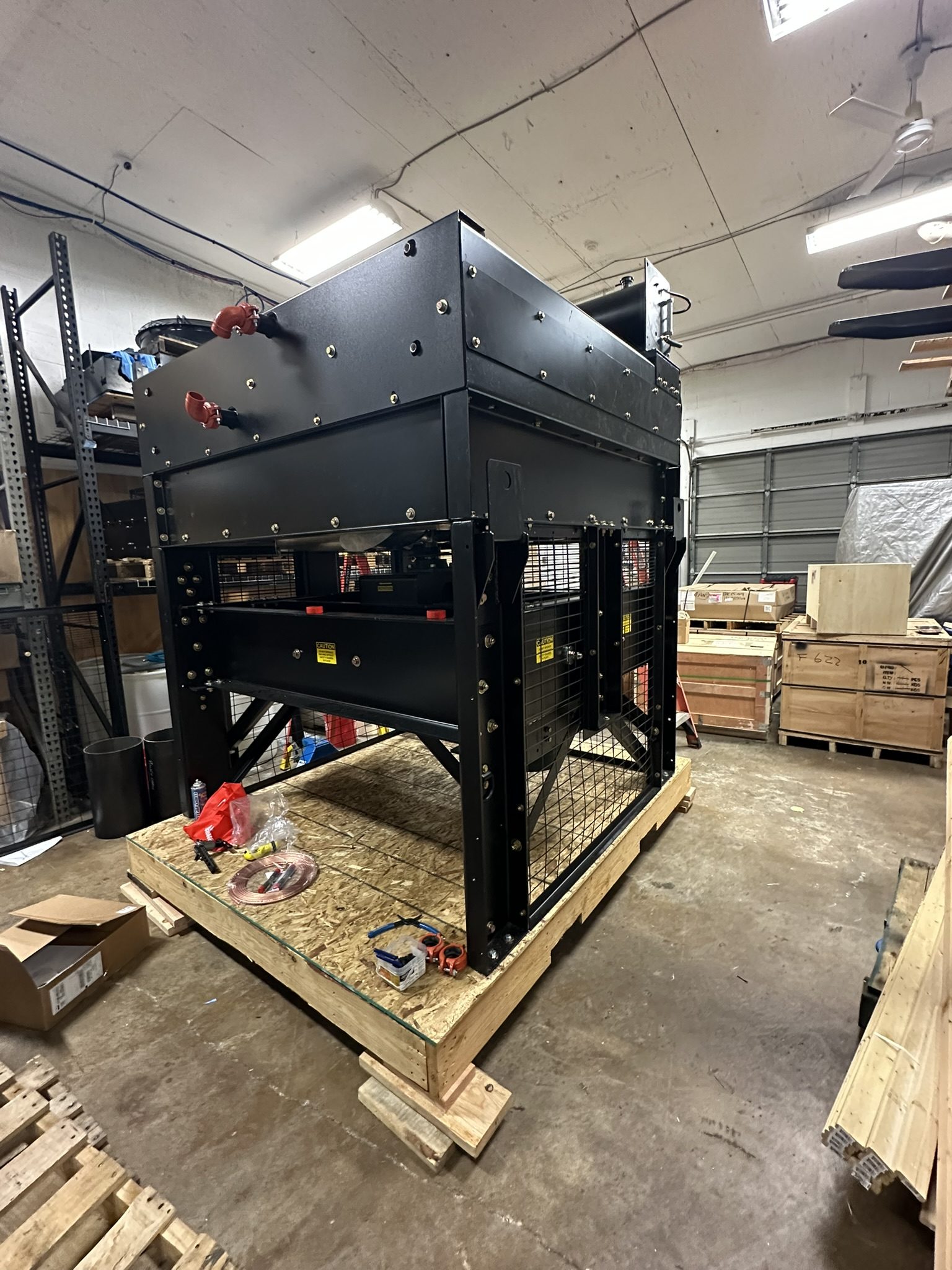 Remote cooler package on a shipping pallet